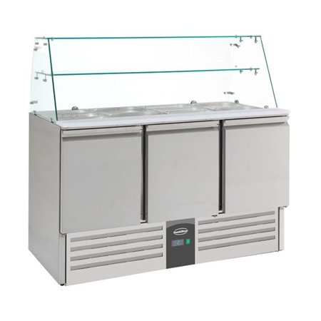 Saladette refrigerată, cu 3 uși din sticlă, Combi Steel