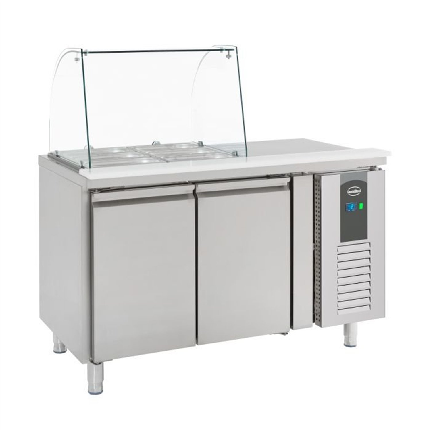 Vitrină refrigerată cu capac din sticlă, 2 uși, Combi Steel