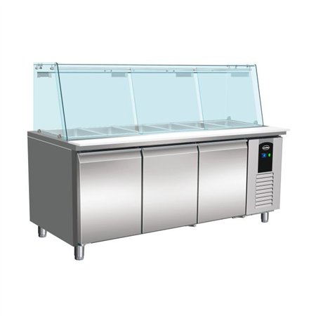 Vitrină refrigerată cu capac din sticlă, 3 uși, 5x 1/1 GN, Combi Steel