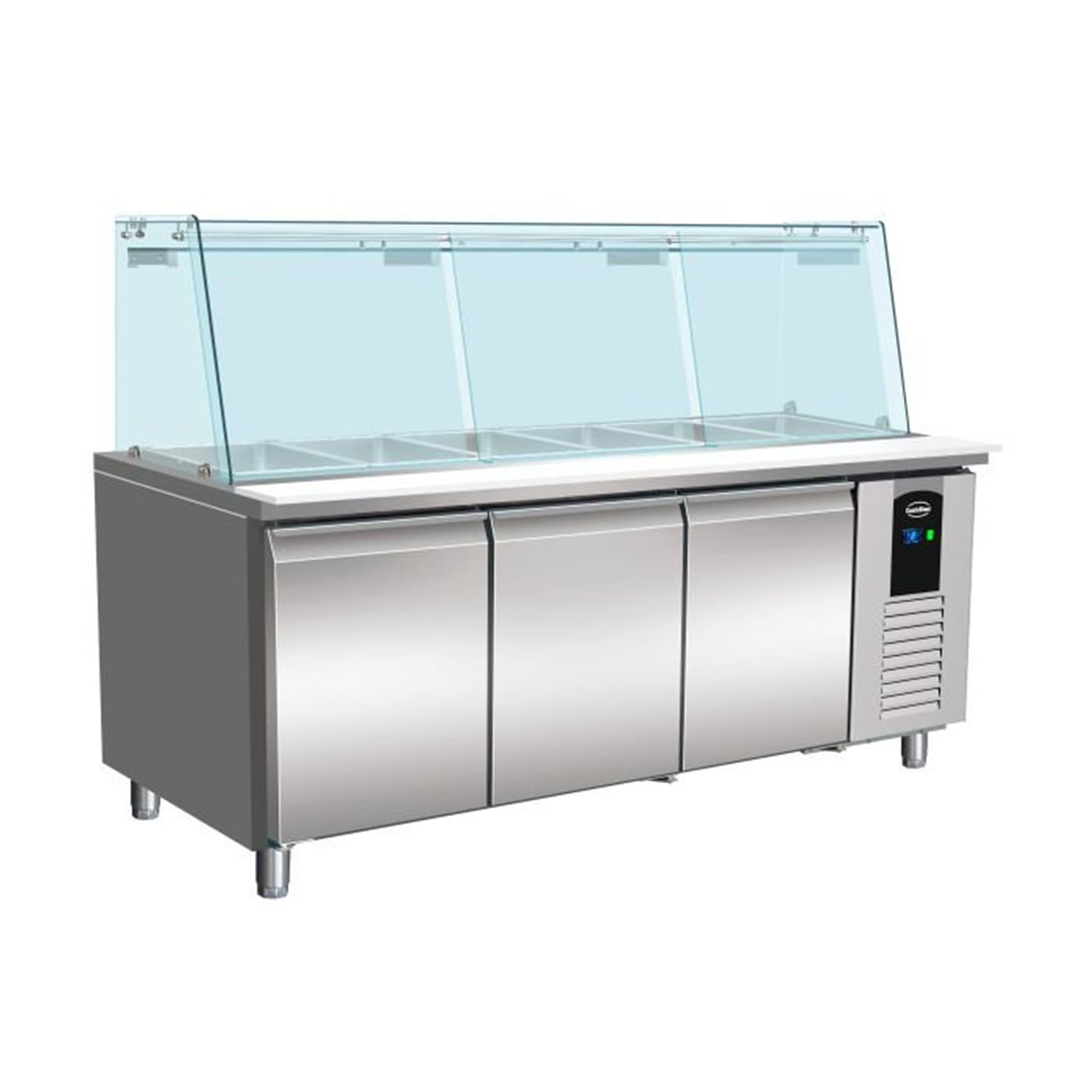 Vitrină refrigerată cu capac din sticlă, 3 uși, 5x 1/1 GN, Combi Steel
