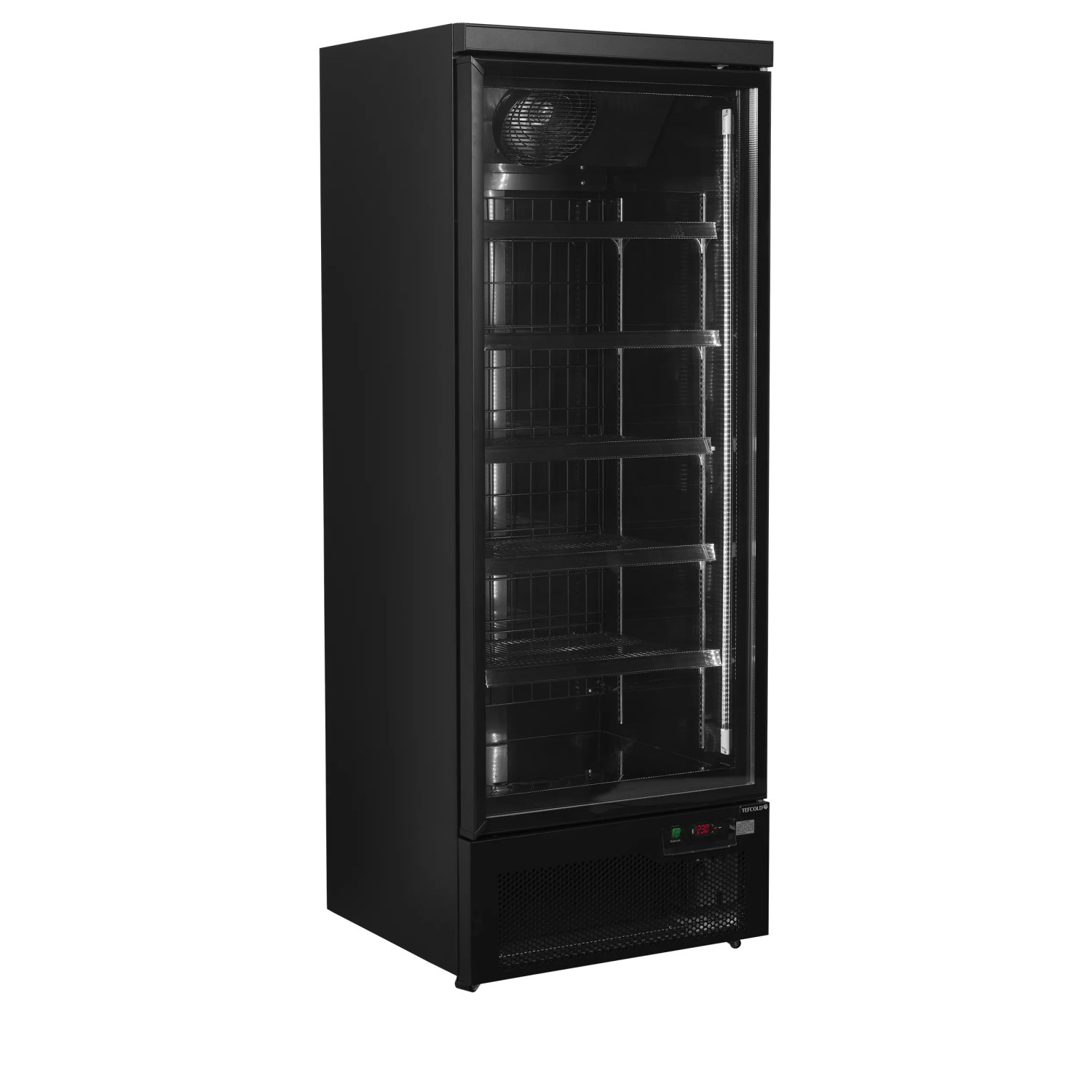 Congelator Tefcold F1DBB, 1 ușă sticlă, 560/390L, -18/-22°C, R290, Negru RAL9005