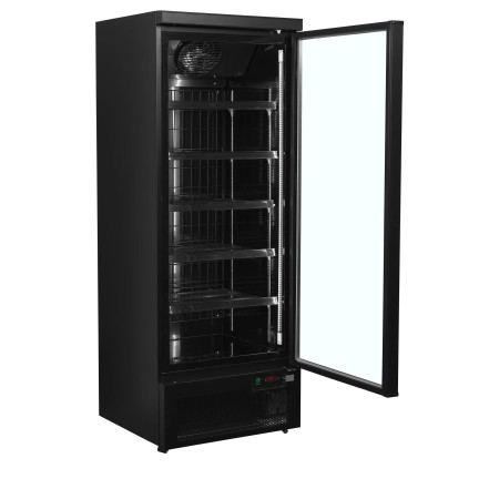 Congelator Tefcold F1DBB, 1 ușă sticlă, 560/390L, -18/-22°C, R290, Negru RAL9005