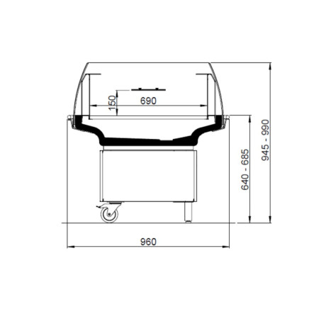 Vitrină frigorifică insulă REMOTE Giano 70 VC, 1250 mm