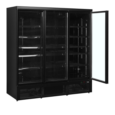 Vitrină frigorifică Tefcold C3DBB, 3 uși sticlă, 1664/1264L, -1/+10°C, R290, Negru RAL9005, 1880x710x2003 mm
