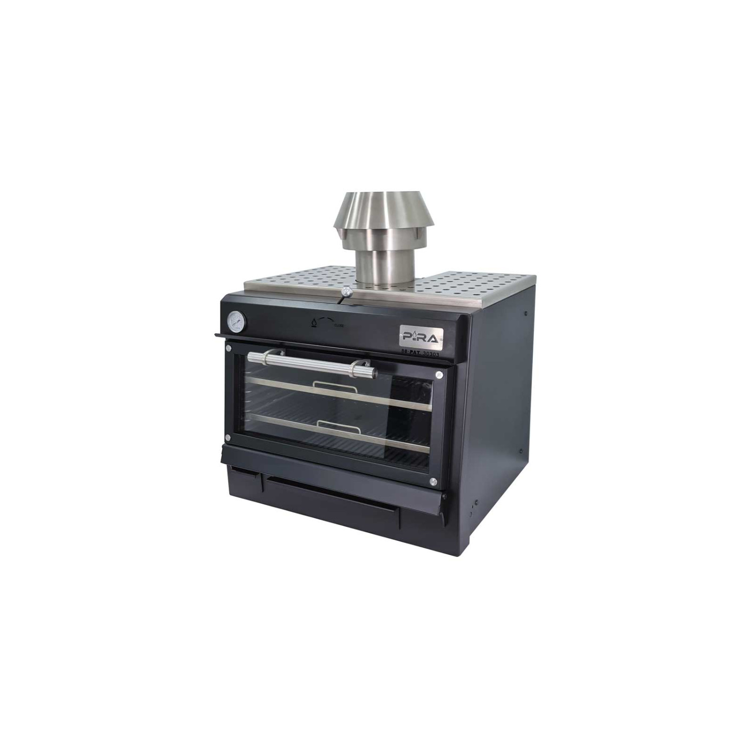 Grătar cu cărbune PIRA 80 Black AB, profesional, 75 kg/h, 180–350 °C