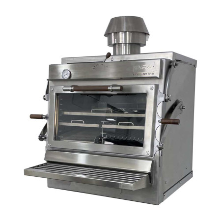 Cuptor Pira 80 XXL Silver ED, 4,5 kW, 90 kg/h, panoramic, cărbune, 800x730x865 mm