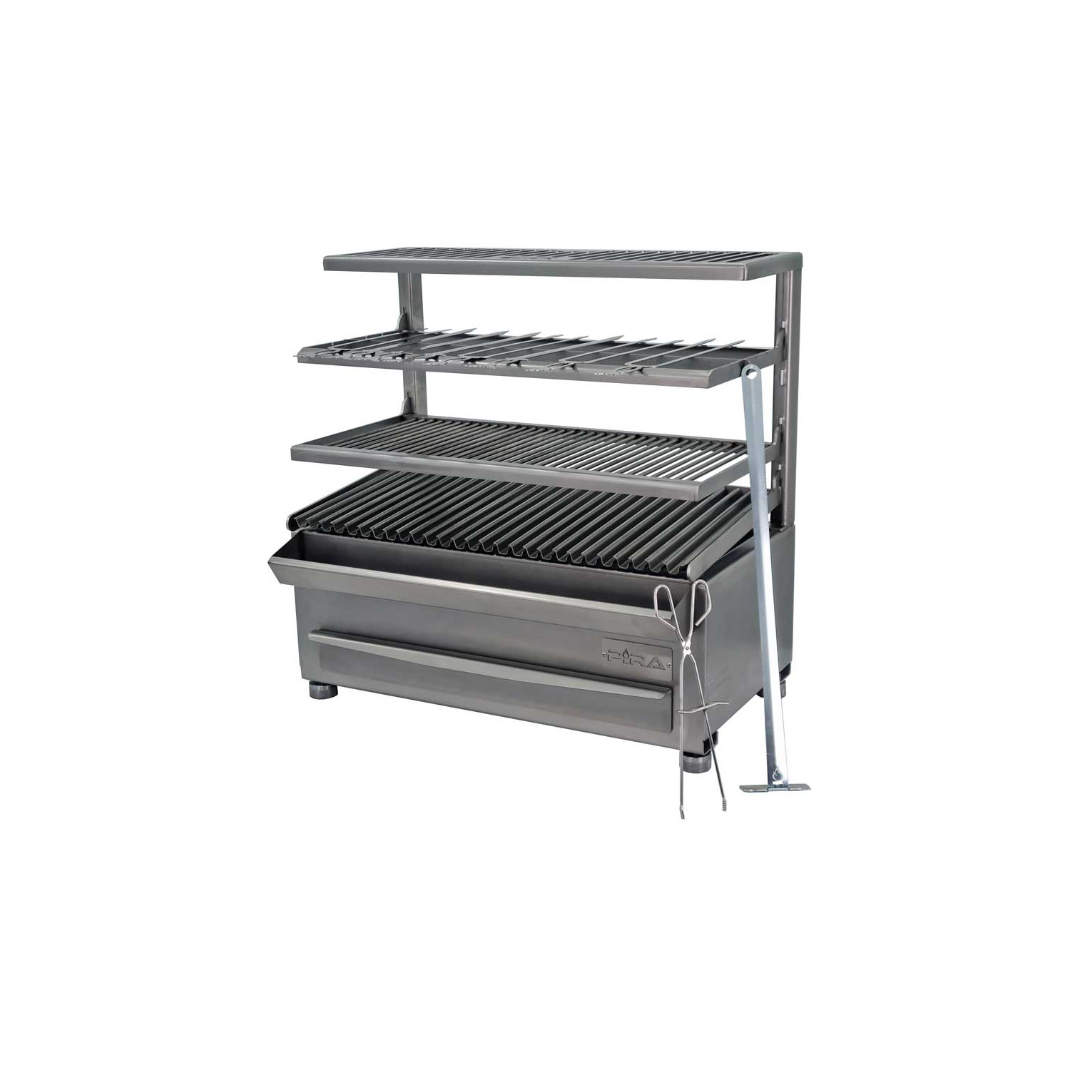 Grătar Robata Pira ESP 80 Silver Complet, 2 kW, 20 kg/h, cărbune, accesorii incluse