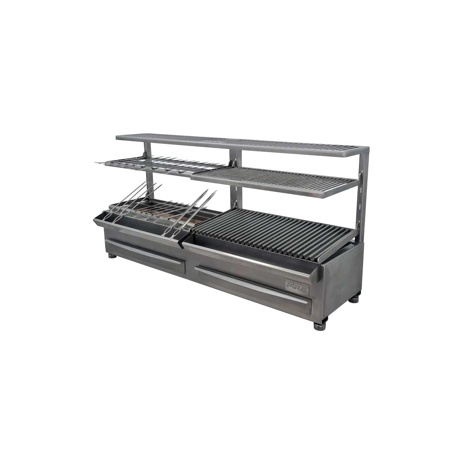 Grătar Robata Pira ESP 160 Silver Complet, 4 kW, 40 kg/h, cărbune, 755 mm, autonomie 8h